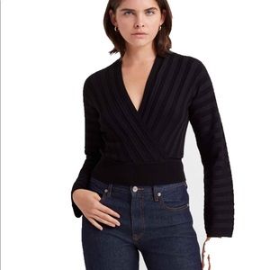 Club Monaco Cropped black wrap sweater